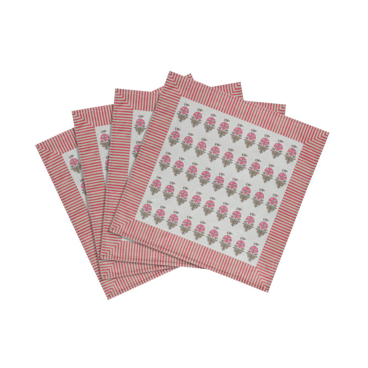 TOV Crissy Cotton Canvas Printed Napkins - Set of 4 - Pink Vintage Floral