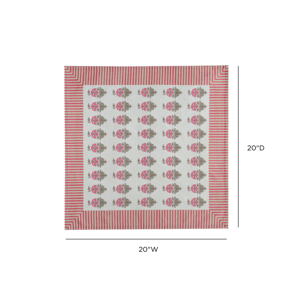 TOV Crissy Cotton Canvas Printed Napkins - Set of 4 - Pink Vintage Floral