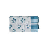TOV Crissy Cotton Canvas Printed Napkins - Set of 4 - Blue Vintage Floral
