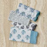 TOV Crissy Cotton Canvas Printed Napkins - Set of 4 - Blue Vintage Floral