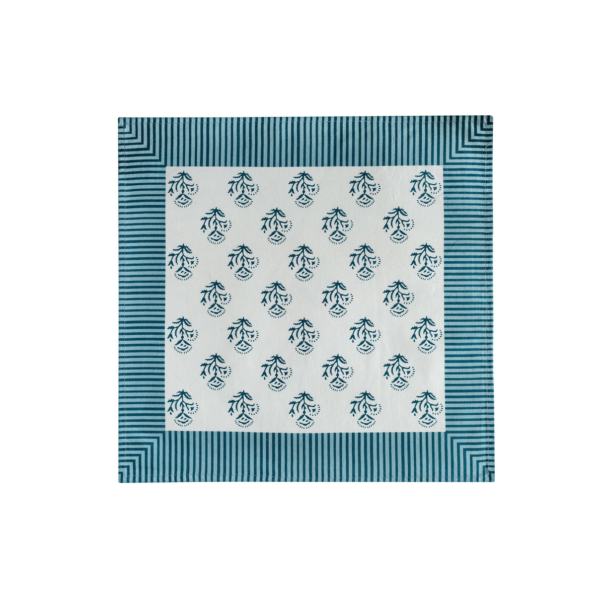 TOV Crissy Cotton Canvas Printed Napkins - Set of 4 - Blue Vintage Floral