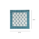 TOV Crissy Cotton Canvas Printed Napkins - Set of 4 - Blue Vintage Floral