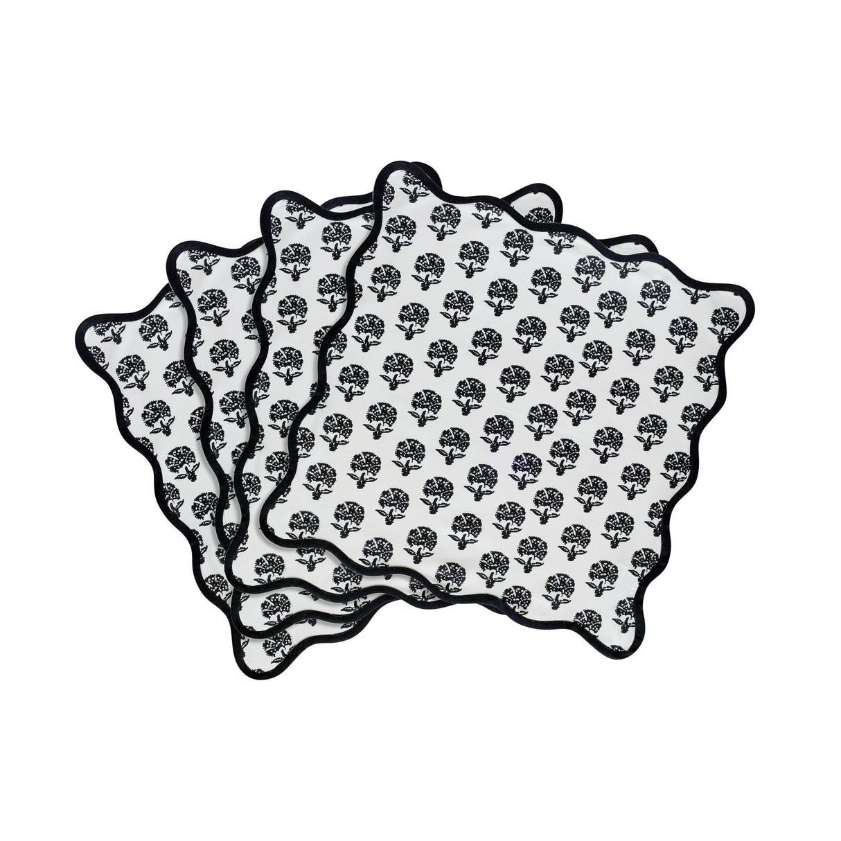 TOV Crissy Cotton Canvas Printed Napkins - Set of 4 - Black Vintage Floral