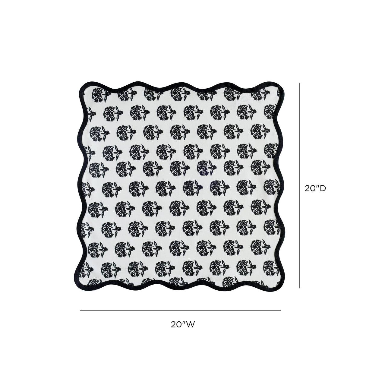TOV Crissy Cotton Canvas Printed Napkins - Set of 4 - Black Vintage Floral