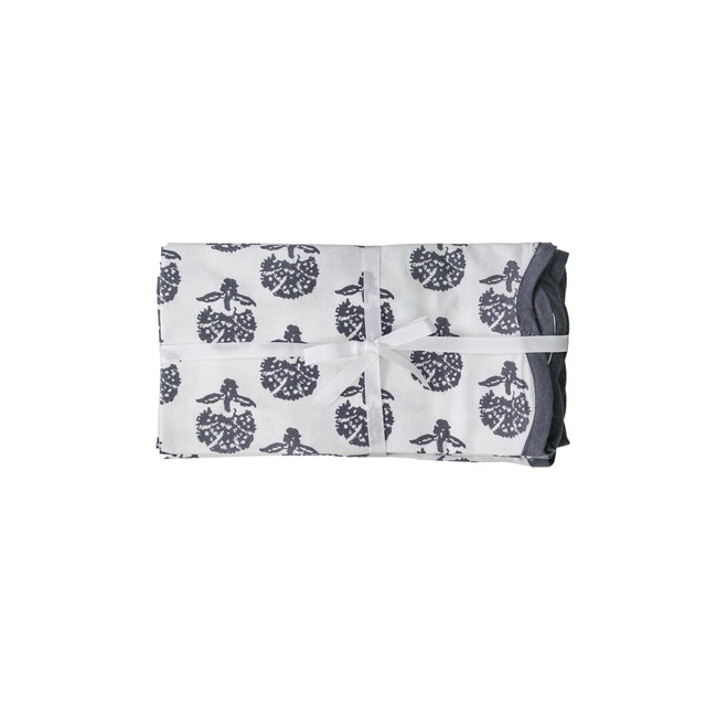 TOV Crissy Cotton Canvas Printed Napkins - Set of 4 - Black Vintage Floral