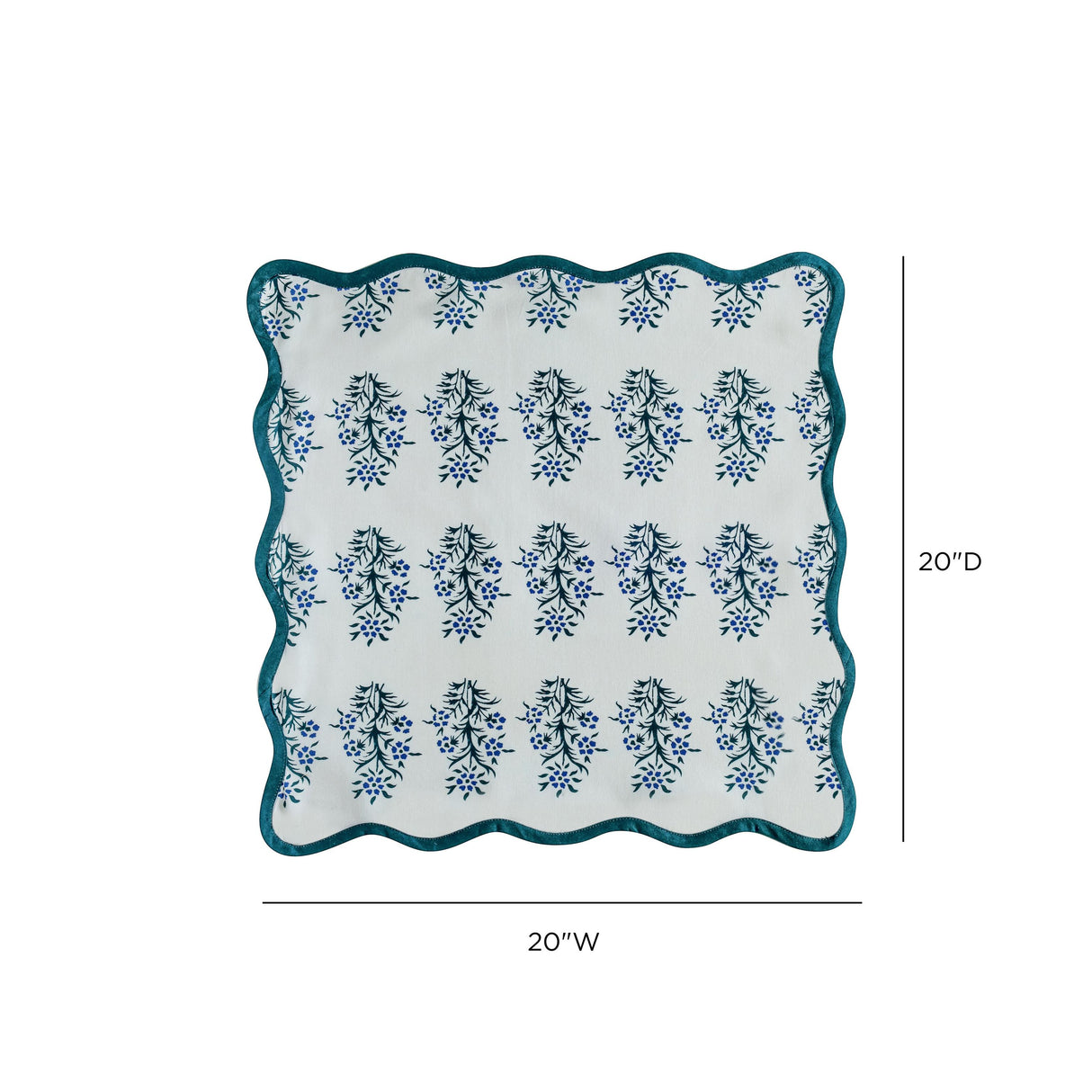 TOV Crissy Cotton Canvas Printed Napkins - Set of 4 - Blue Cornflower