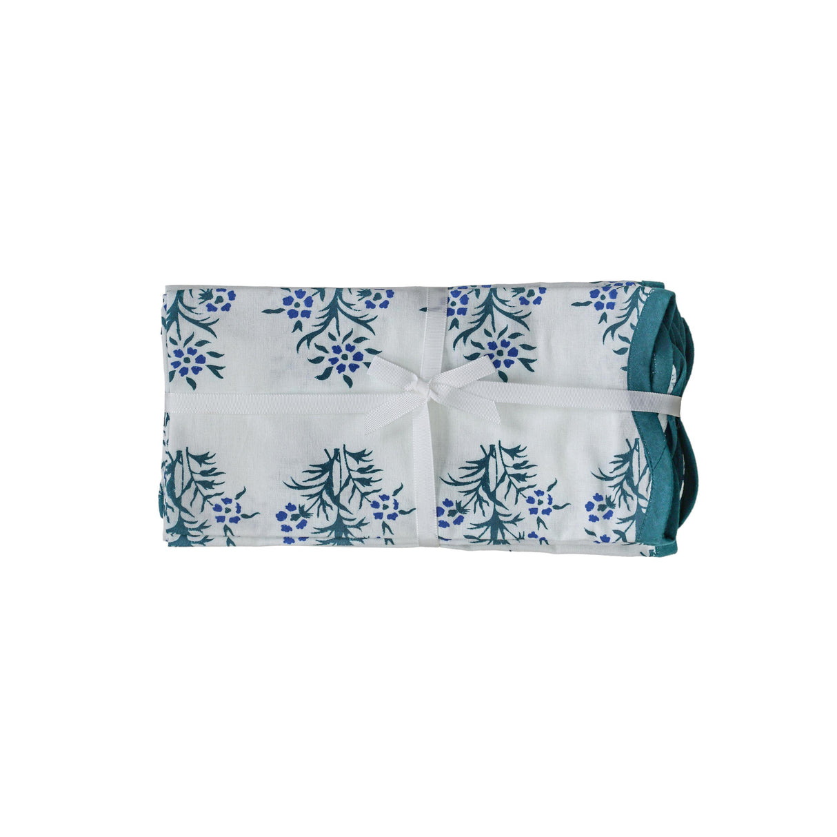 TOV Crissy Cotton Canvas Printed Napkins - Set of 4 - Blue Cornflower