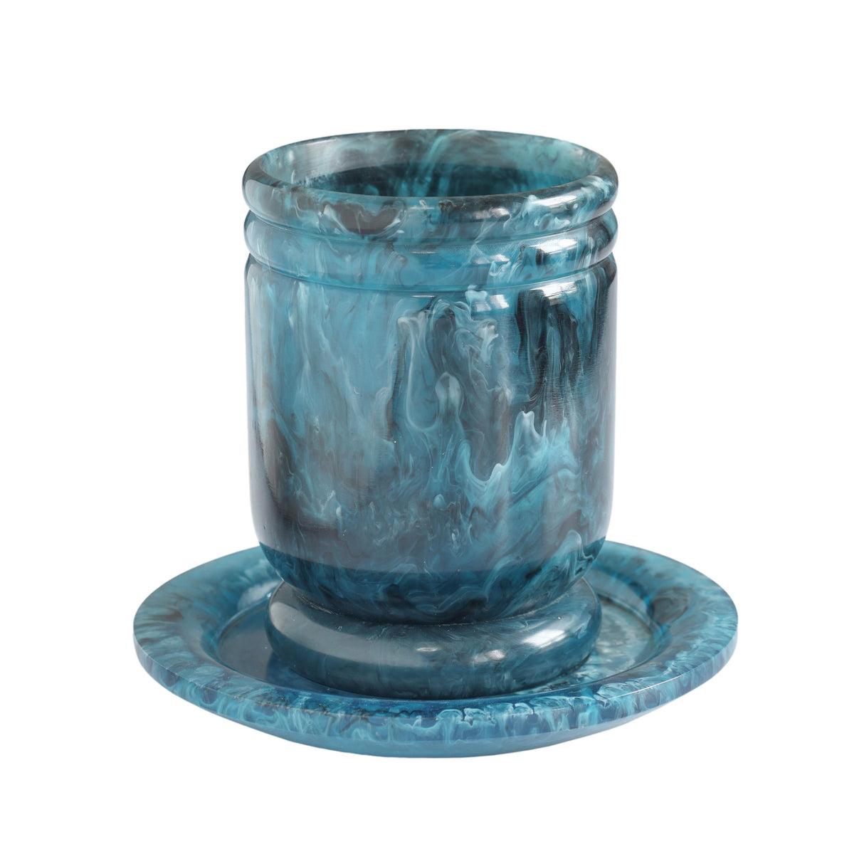 TOV Channeled Blue Swirl Resin Kiddush Cup