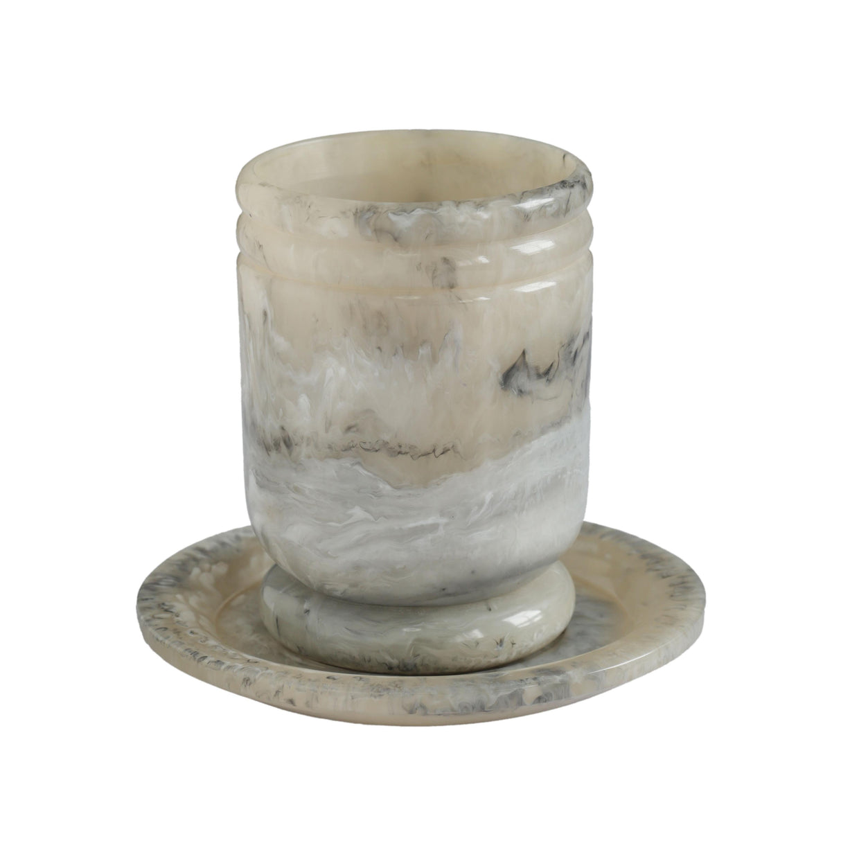 TOV Channeled Onyx Swirl Resin Kiddush Cup