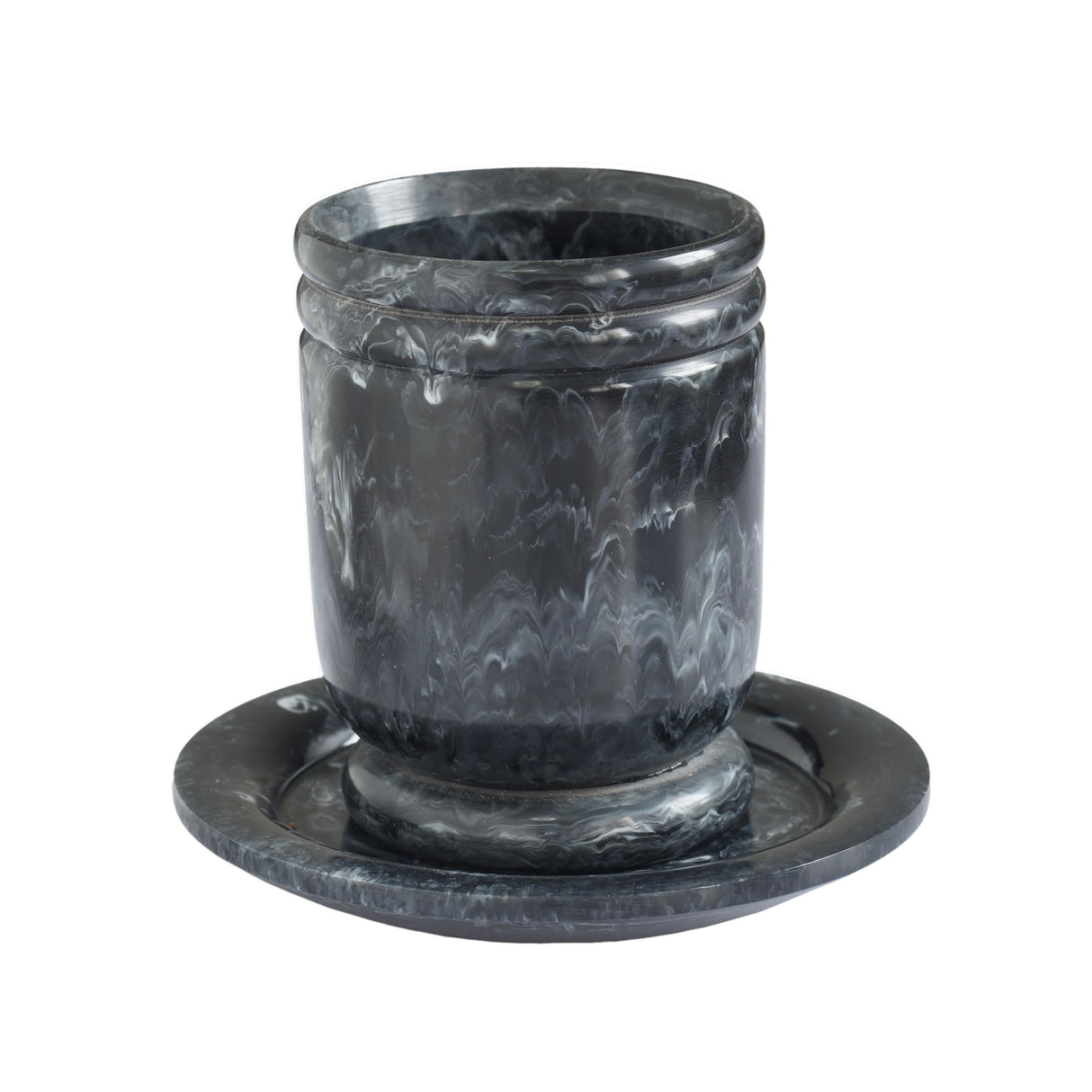TOV Channeled Black & White Swirl Resin Kiddush Cup