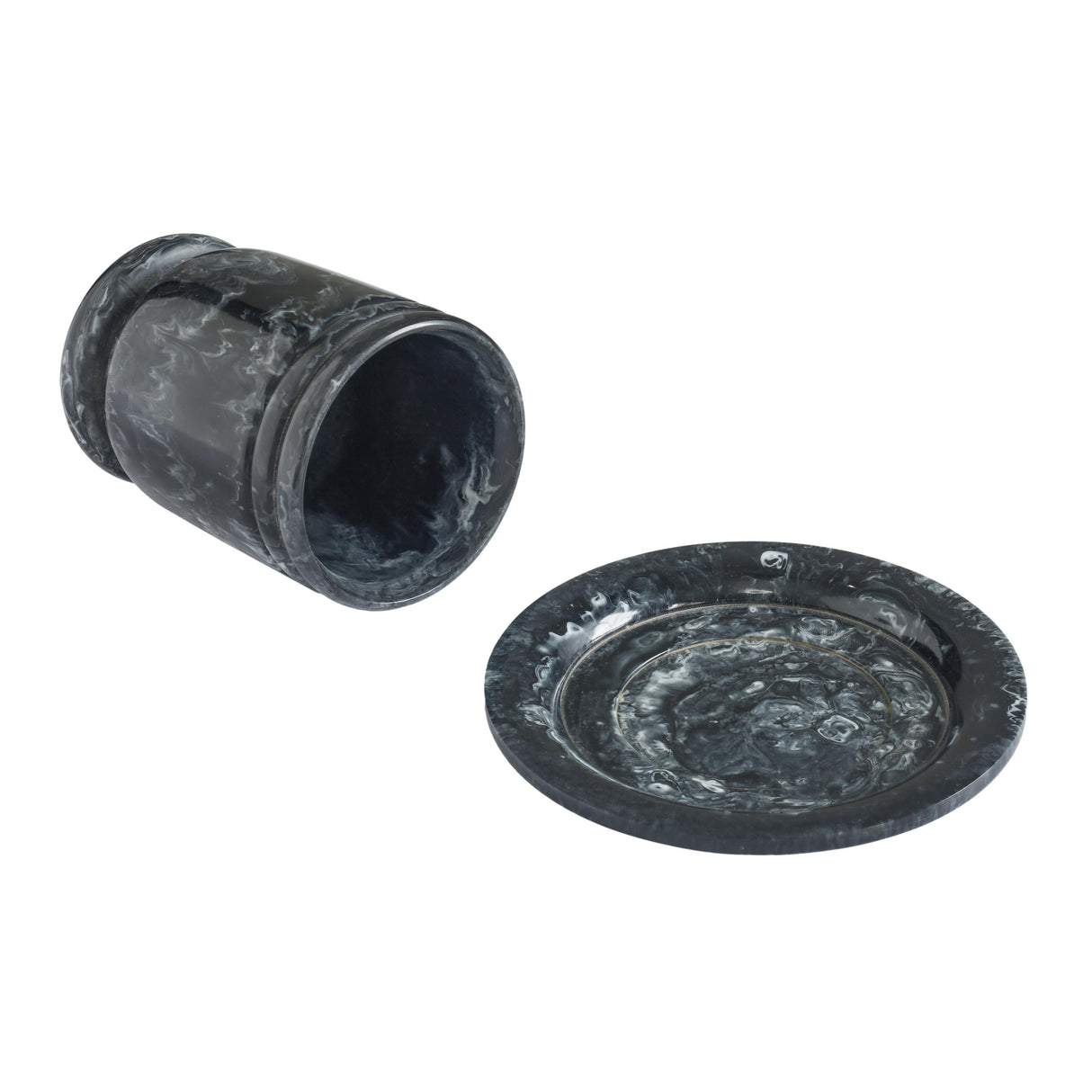 TOV Channeled Black & White Swirl Resin Kiddush Cup