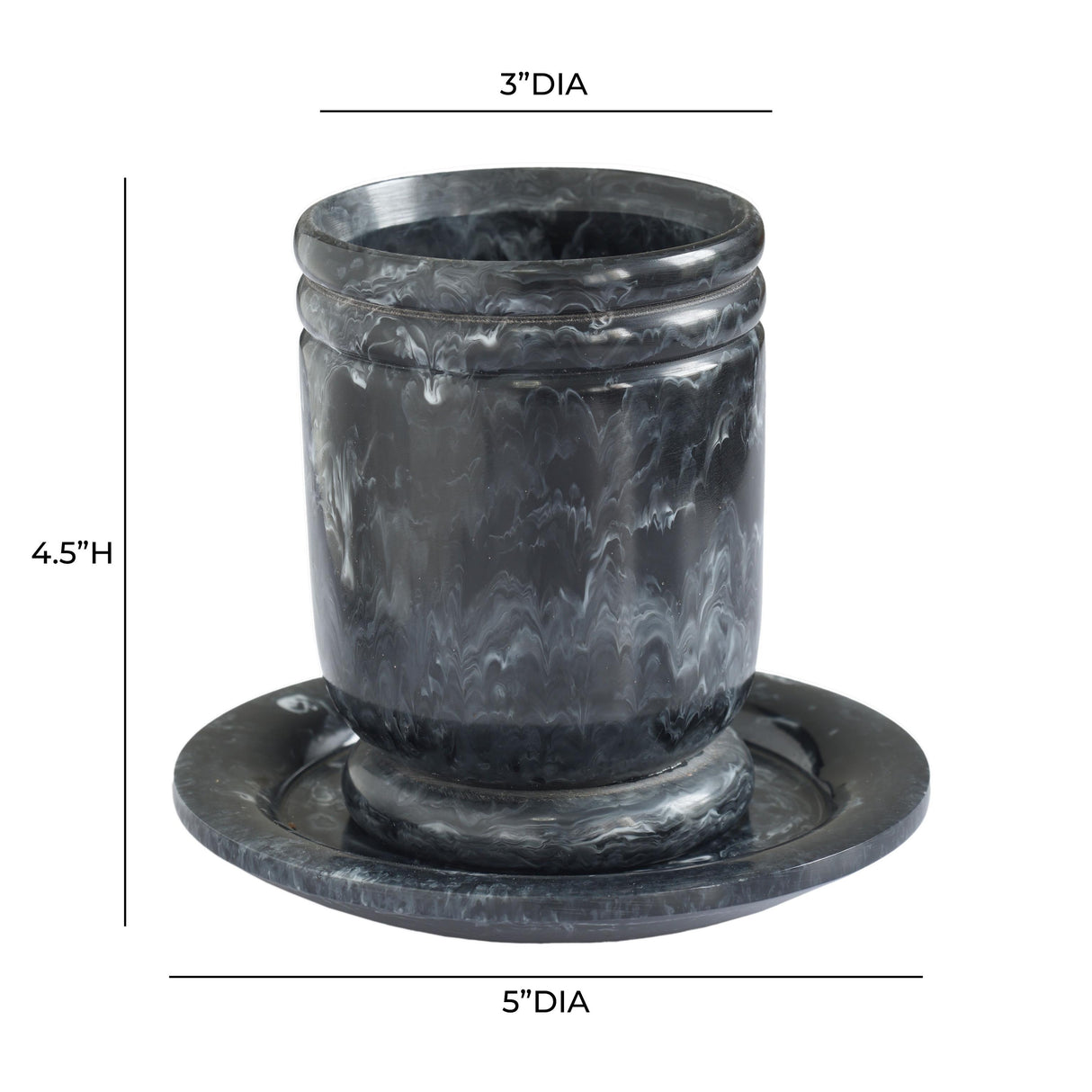 TOV Channeled Black & White Swirl Resin Kiddush Cup