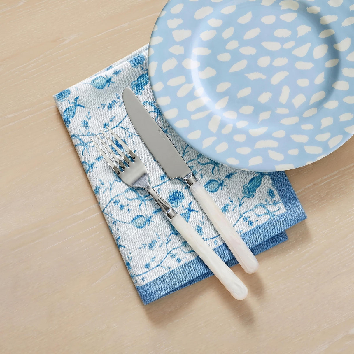 TOV Dolce Baby Blue Natural Cotton Napkin (Set of 4)