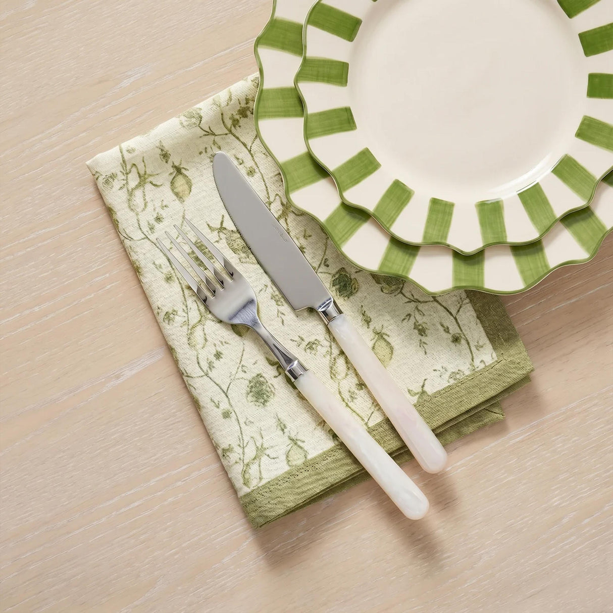 TOV Dolce Olive Green Natural Cotton Napkin (Set of 4)