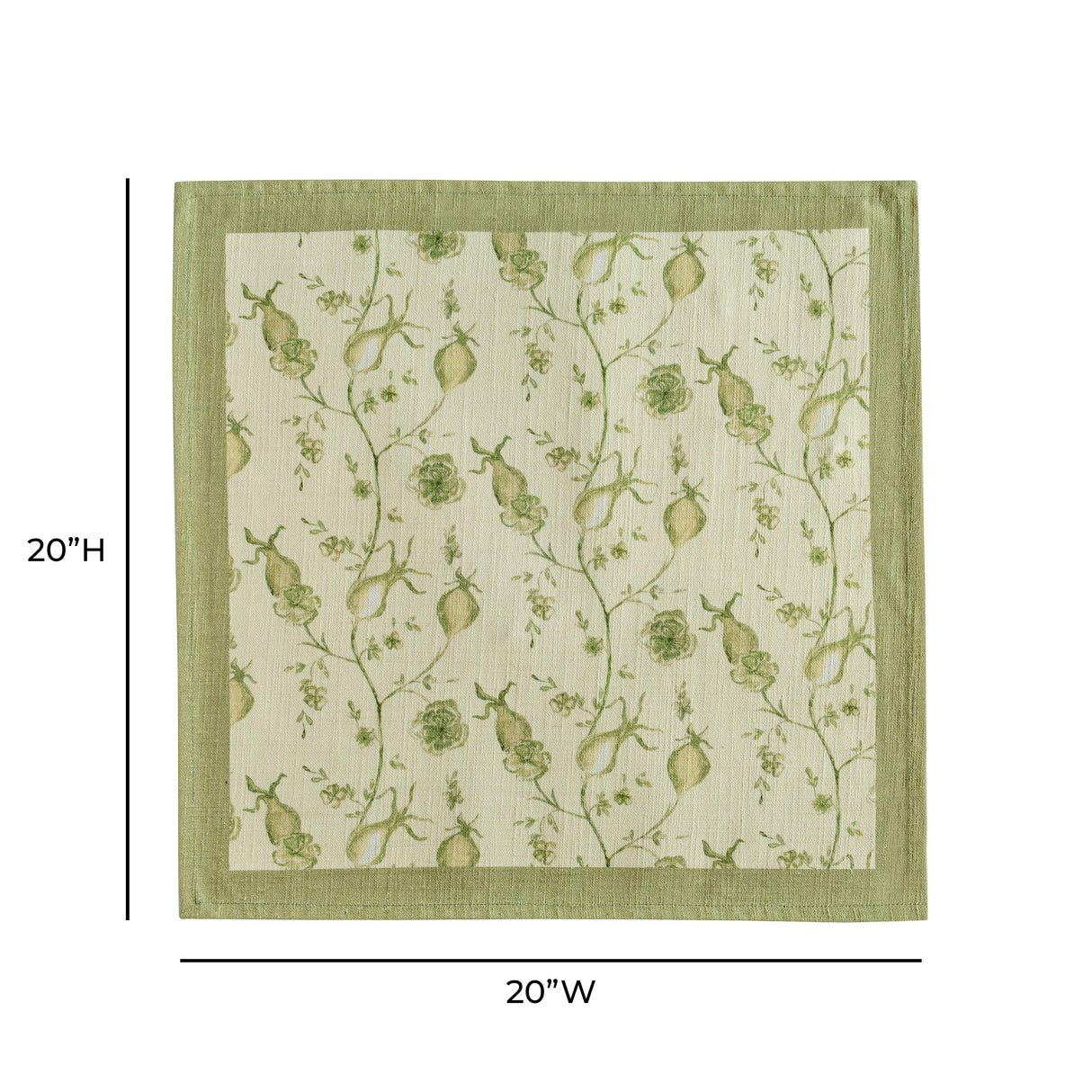 TOV Dolce Olive Green Natural Cotton Napkin (Set of 4)