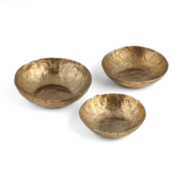 TOV Shah Hammered Iron Catchall Round Bowls - Set of 3