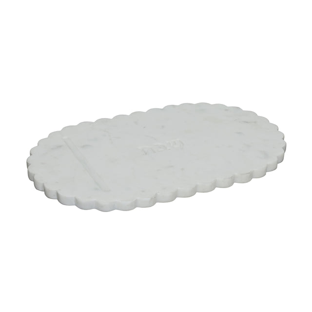 TOV Shabbat White Marble Serving Board