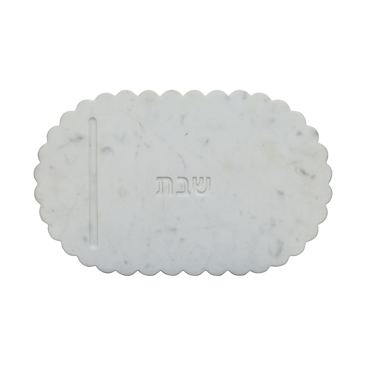 TOV Shabbat White Marble Serving Board