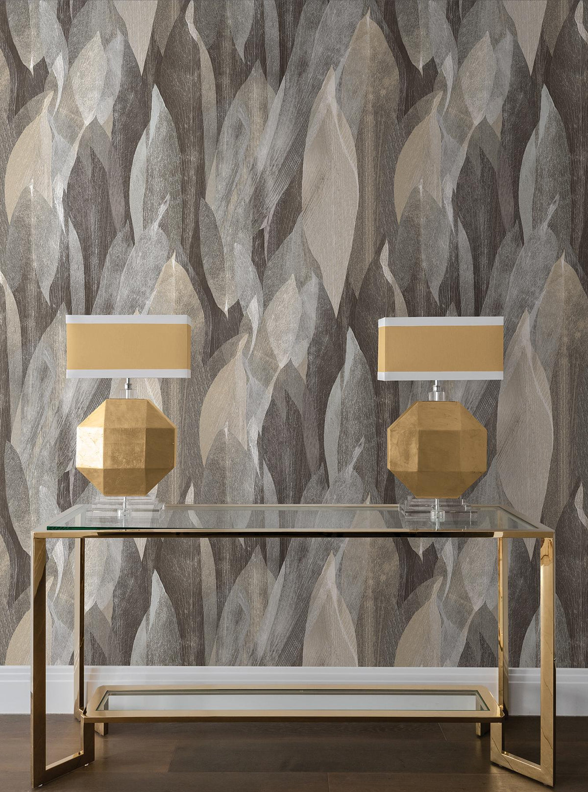Candice Olson Shimmering Canopy Charcoal Botanical Wallpaper