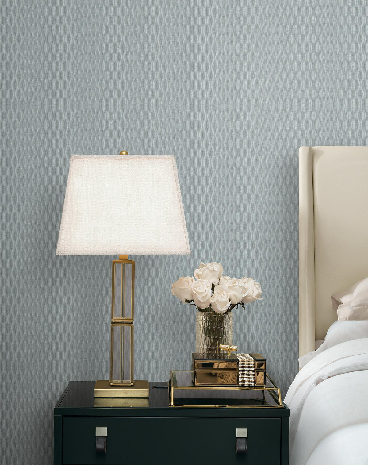 Candice Olson Ripple Effect Light Blue Petite Ogee Wallpaper