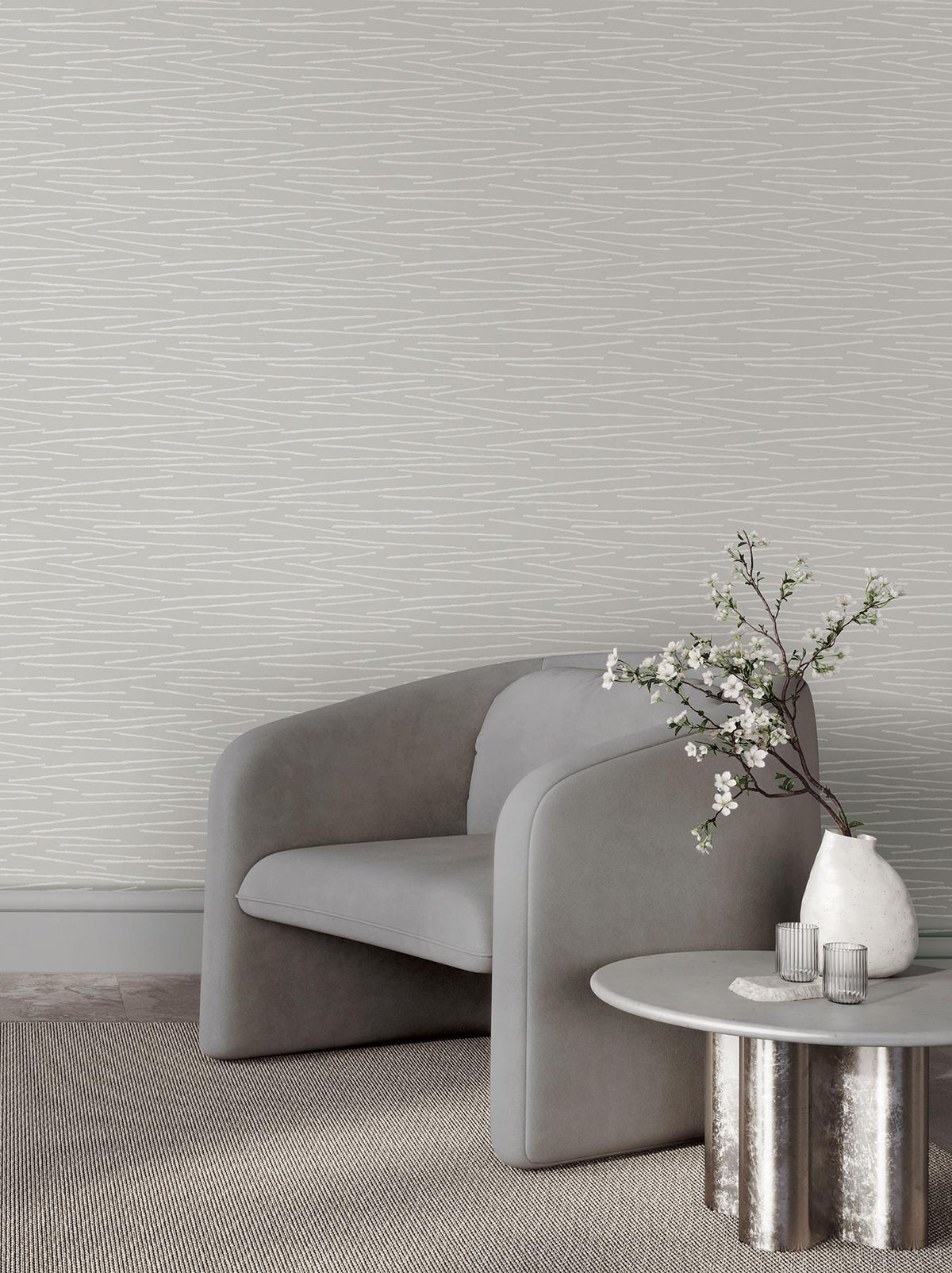 Candice Olson Foundations Grey Striated Wallpaper