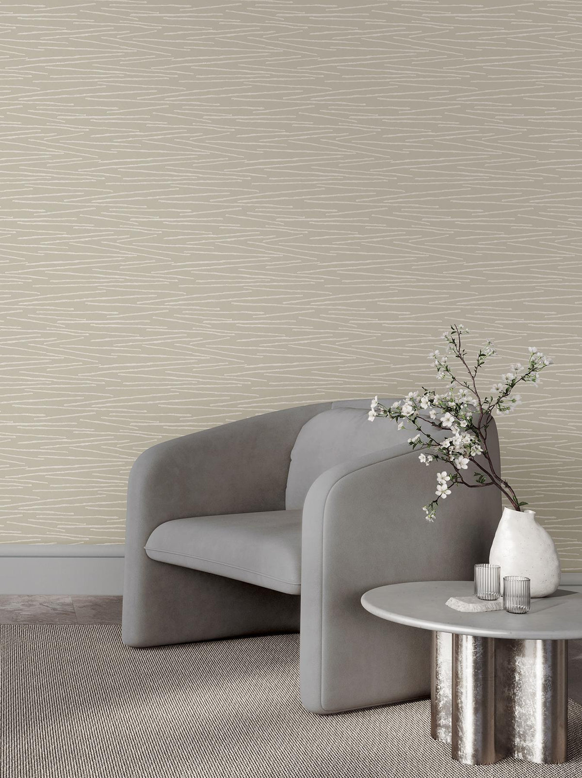 Candice Olson Foundations Neutral Striated Wallpaper