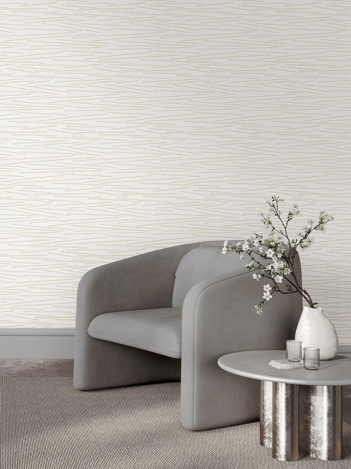 Candice Olson Foundations White Striated Wallpaper