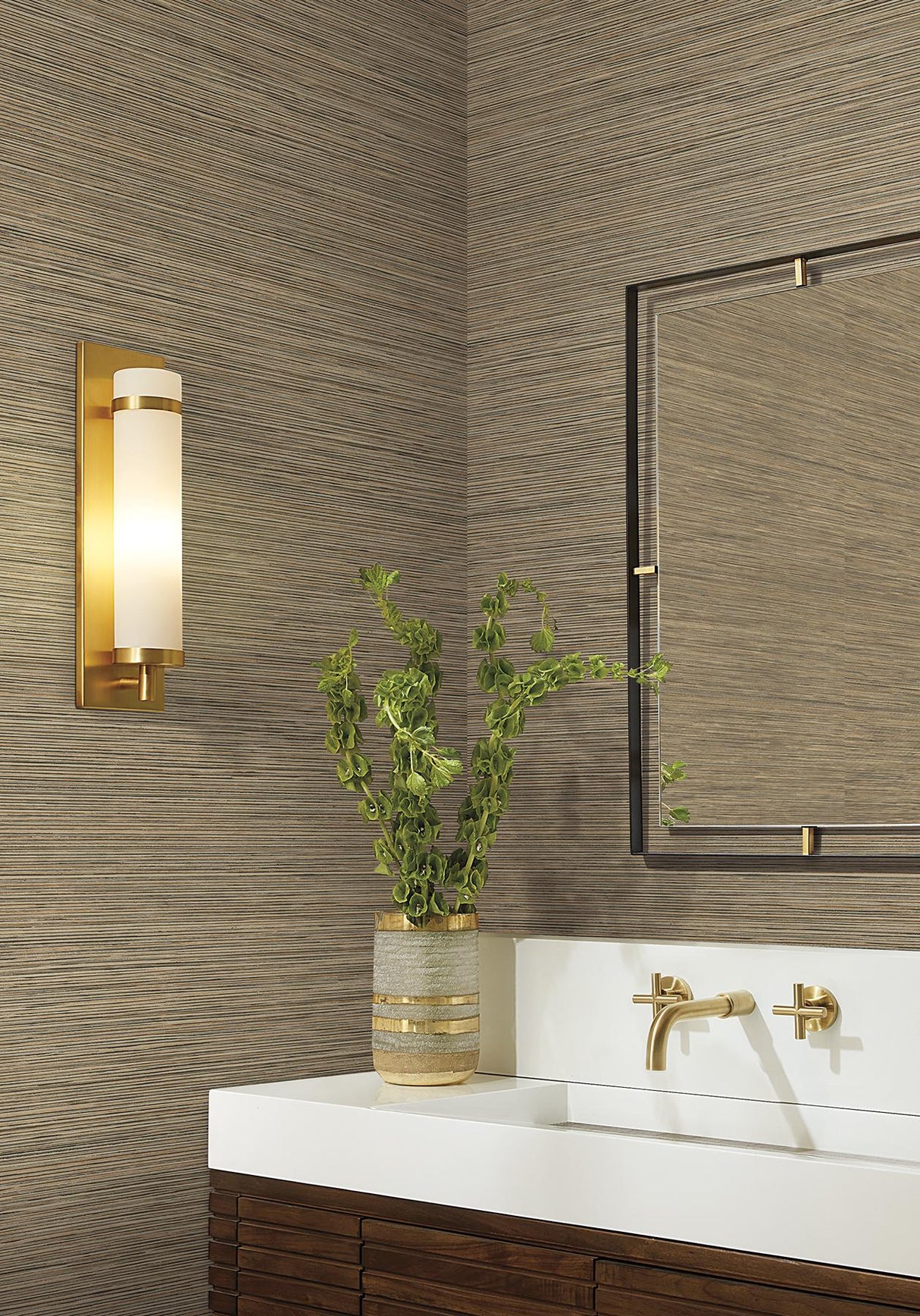 Candice Olson Stacked Bamboo Chestnut Stripe Wallpaper