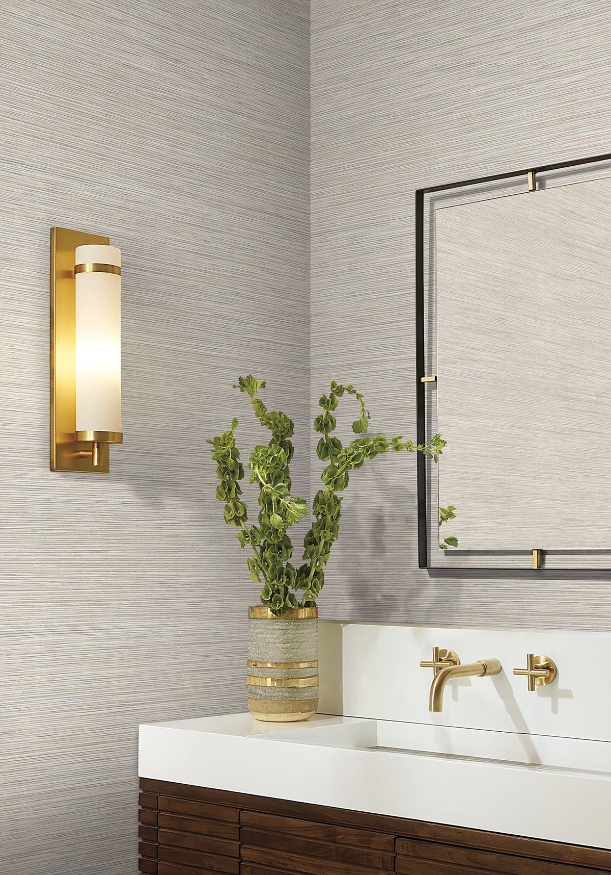Candice Olson Stacked Bamboo Silver Stripe Wallpaper