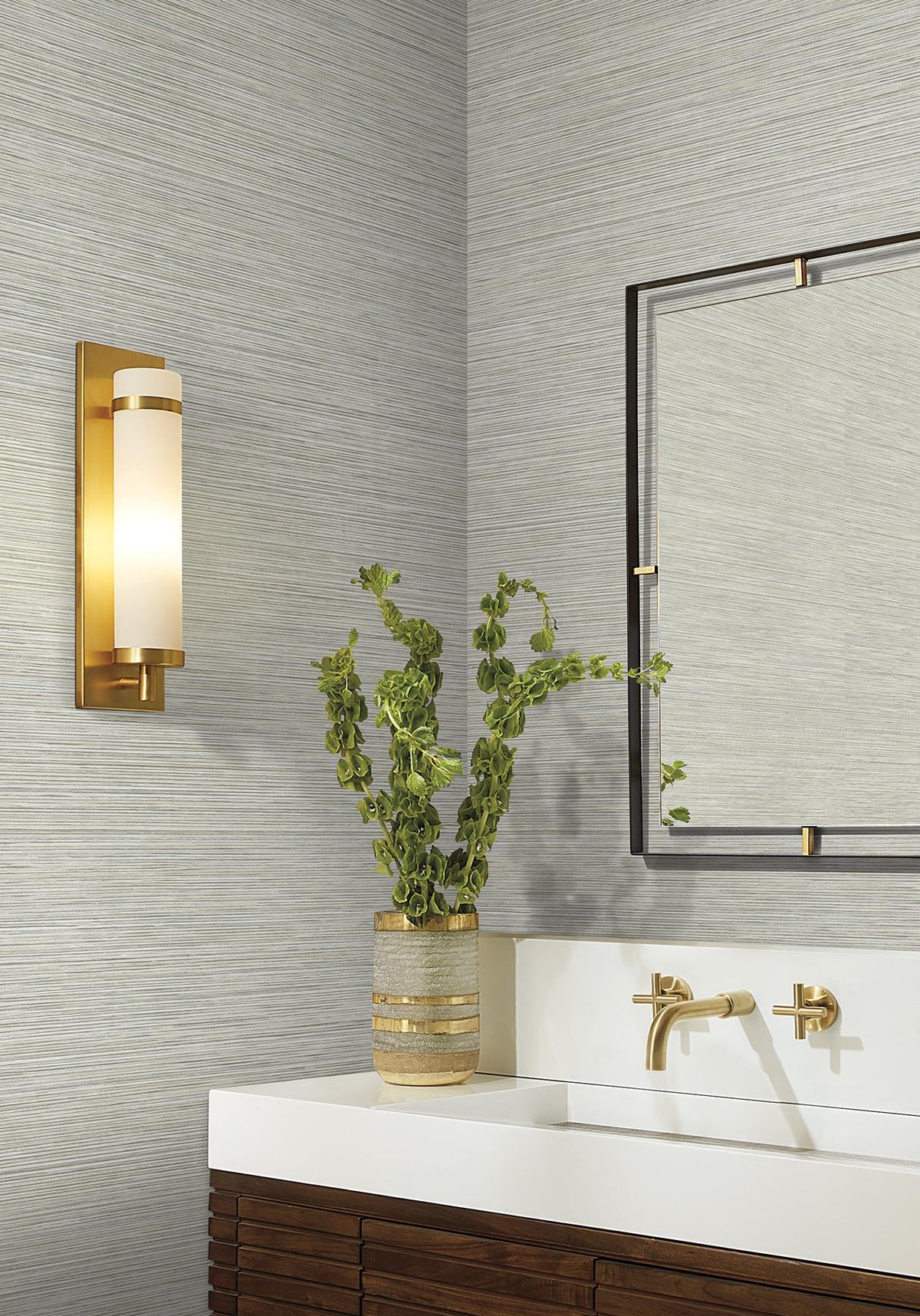 Candice Olson Stacked Bamboo Off-White Stripe Wallpaper