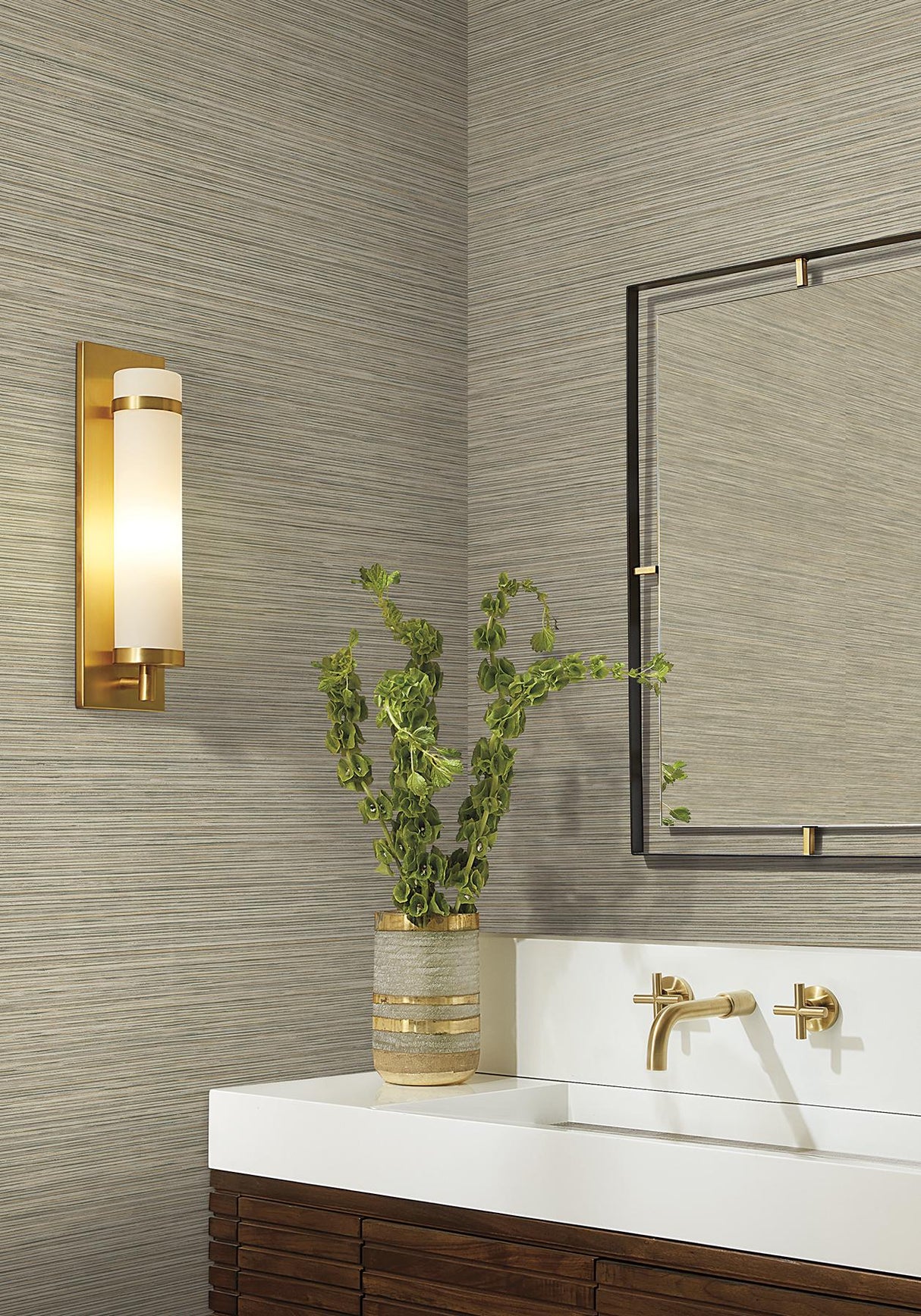 Candice Olson Stacked Bamboo Moss Stripe Wallpaper