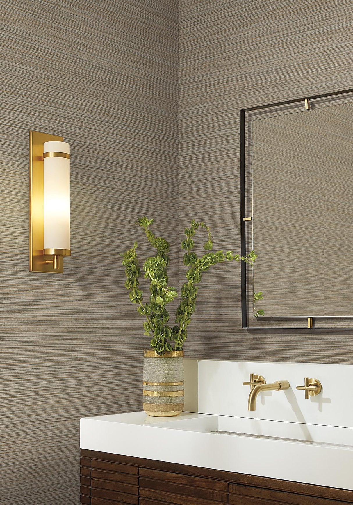 Candice Olson Stacked Bamboo Light Brown Stripe Wallpaper