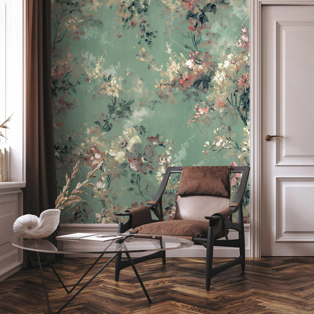 Galerie 35096 City Romance Floral Green Mural 35096 Green Mural
