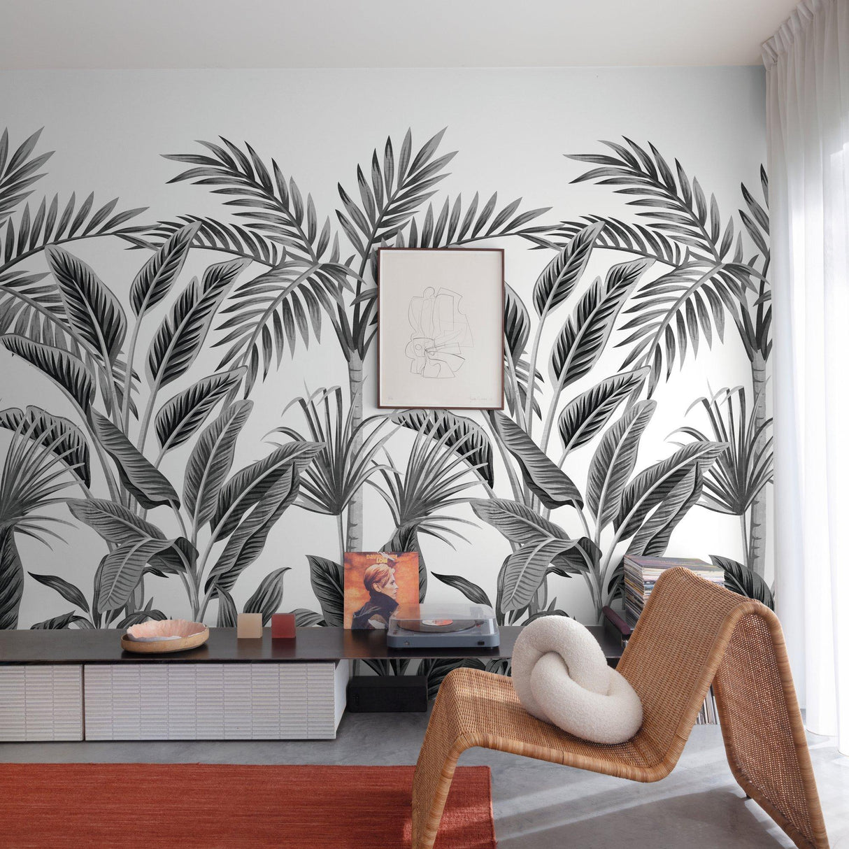 Galerie A40801 Orom II Branched Leaves Motive Black Mural A40801 Black Mural