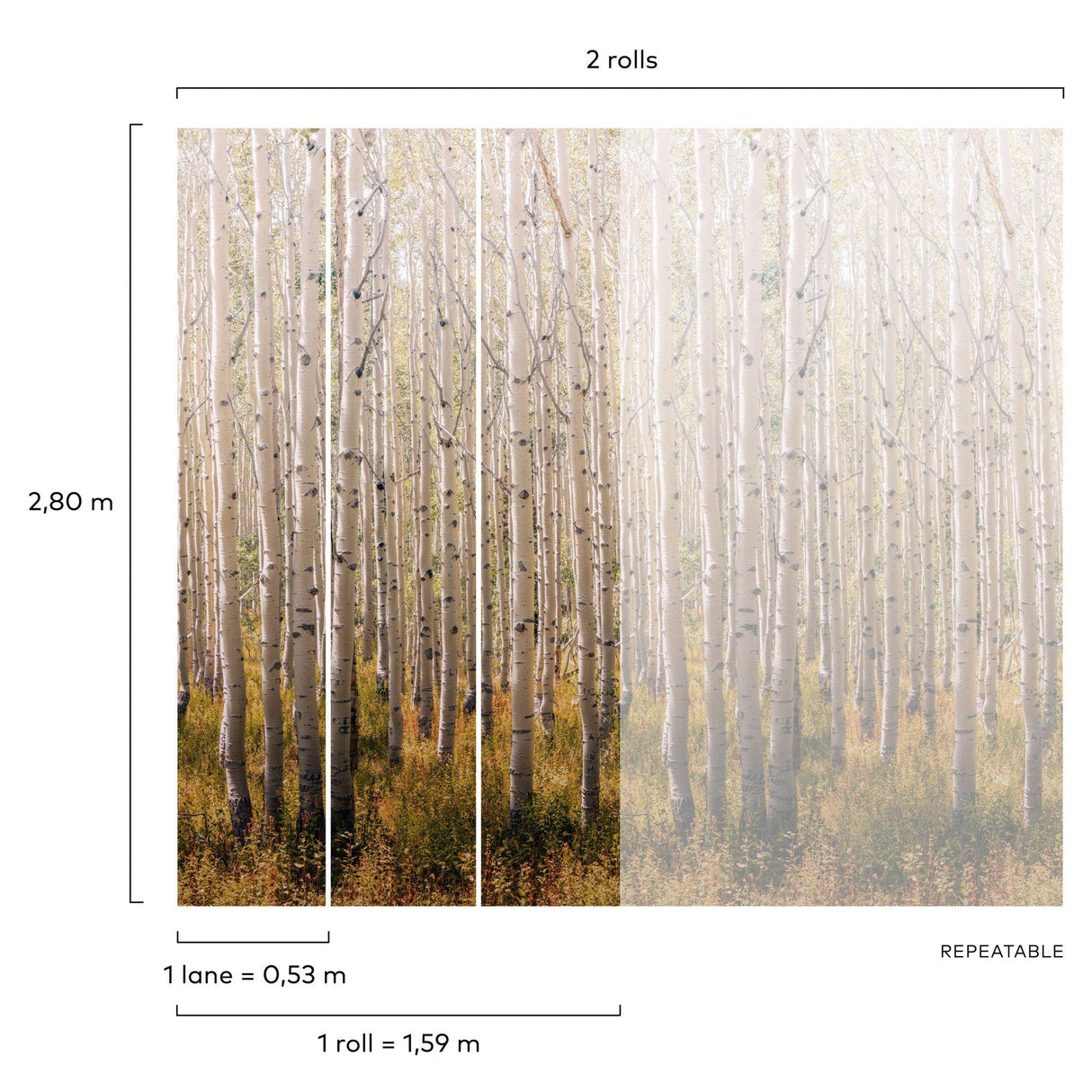 Galerie A42601 Orom II Trees all-over Gold Mural A42601 Gold Mural