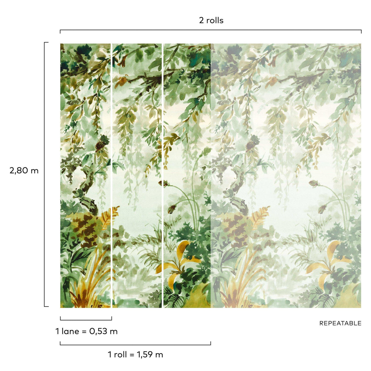 Galerie A52201 Orom II Photographic All-over Print Green Mural A52201 Green Mural