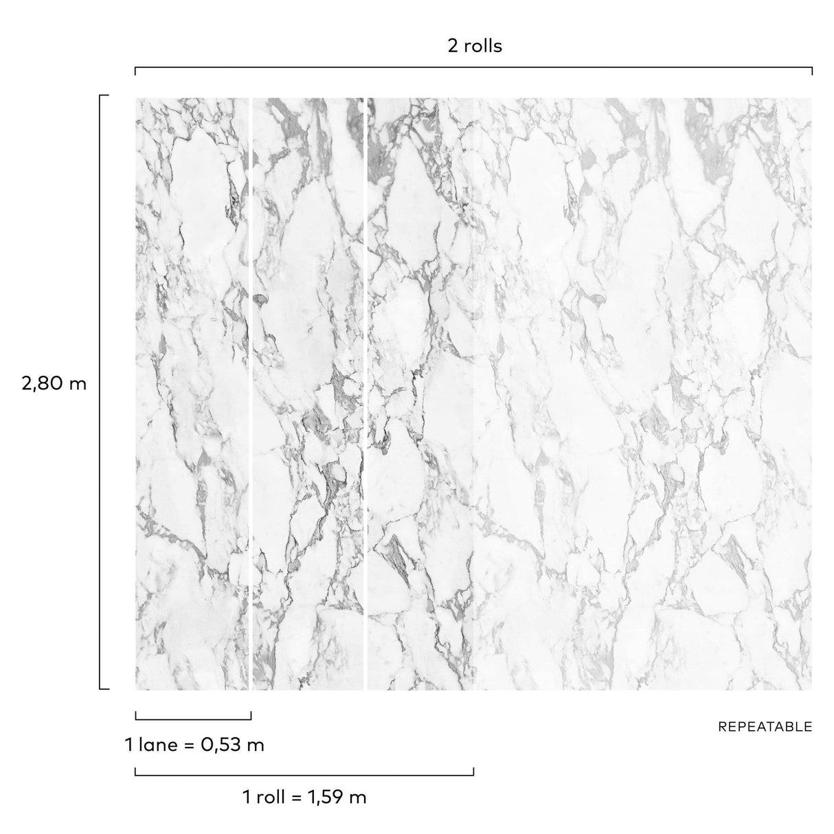 Galerie A52501 Orom II Marble Plain White Mural A52501 White Mural