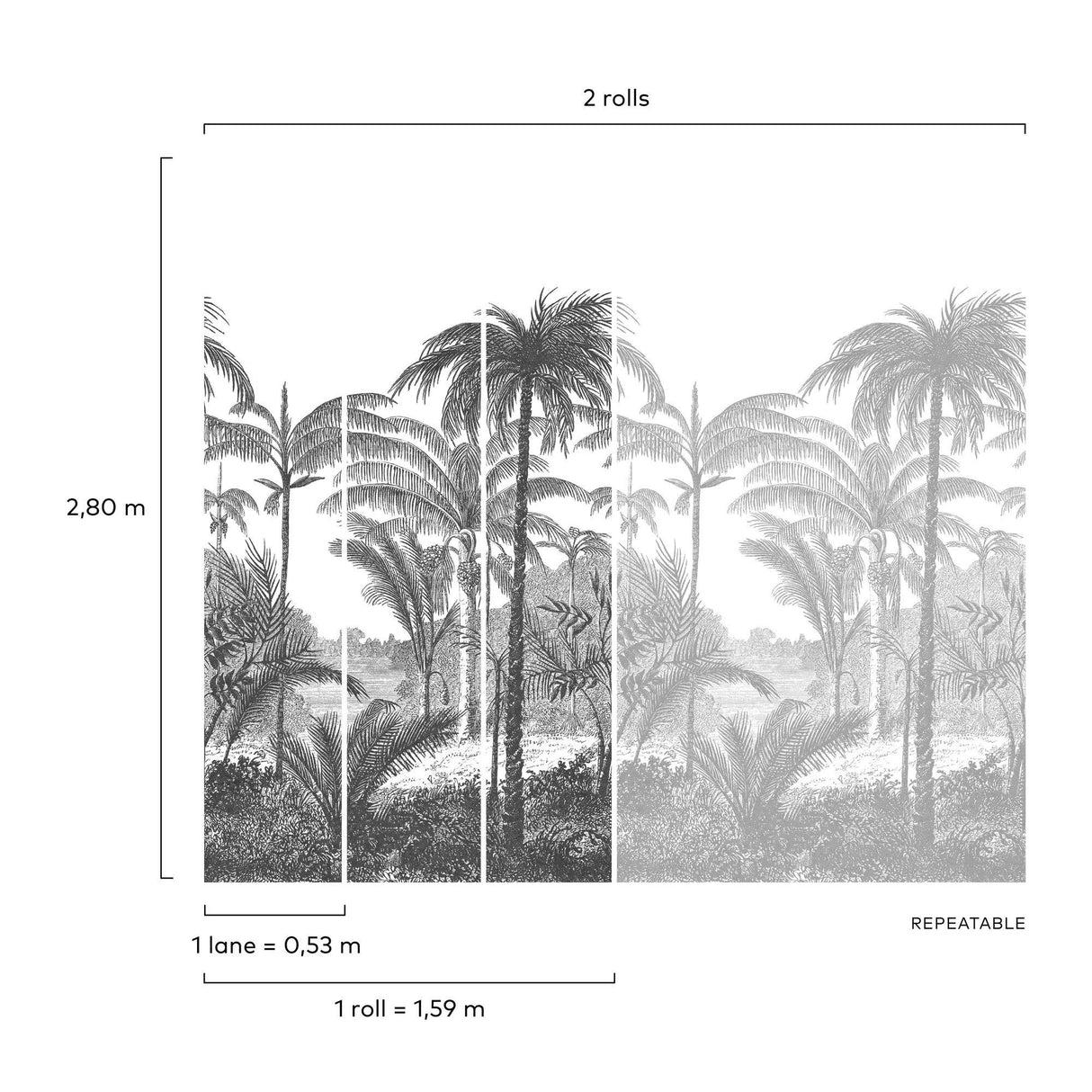 Galerie A58201 Orom II Trees Motive Black Mural A58201 Black Mural