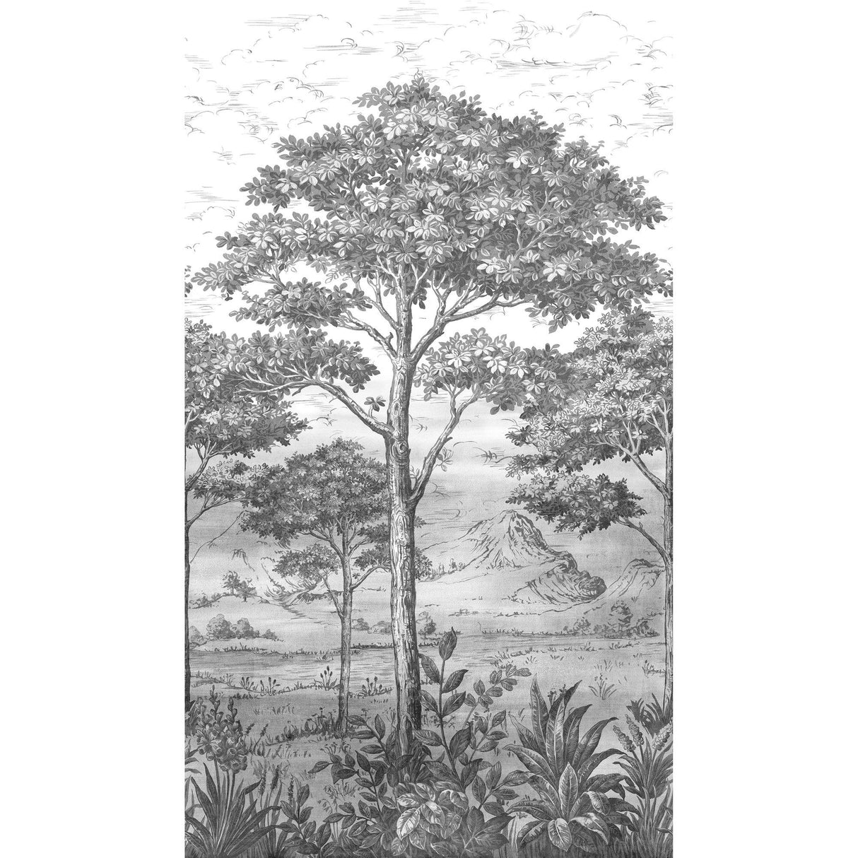 Galerie A56702 Orom II Branched Leaves Motive Black Mural A56702 Black Mural