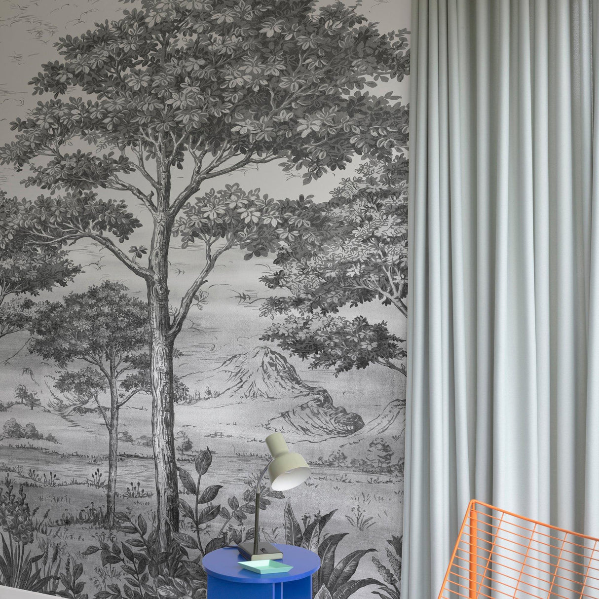 Galerie A56702 Orom II Branched Leaves Motive Black Mural A56702 Black Mural