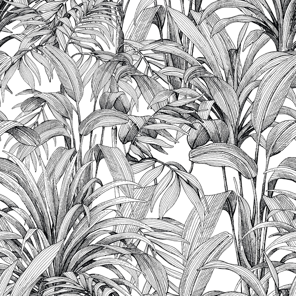 Galerie A58301 Orom II Branched Leaves All-over Black Mural A58301 Black Mural