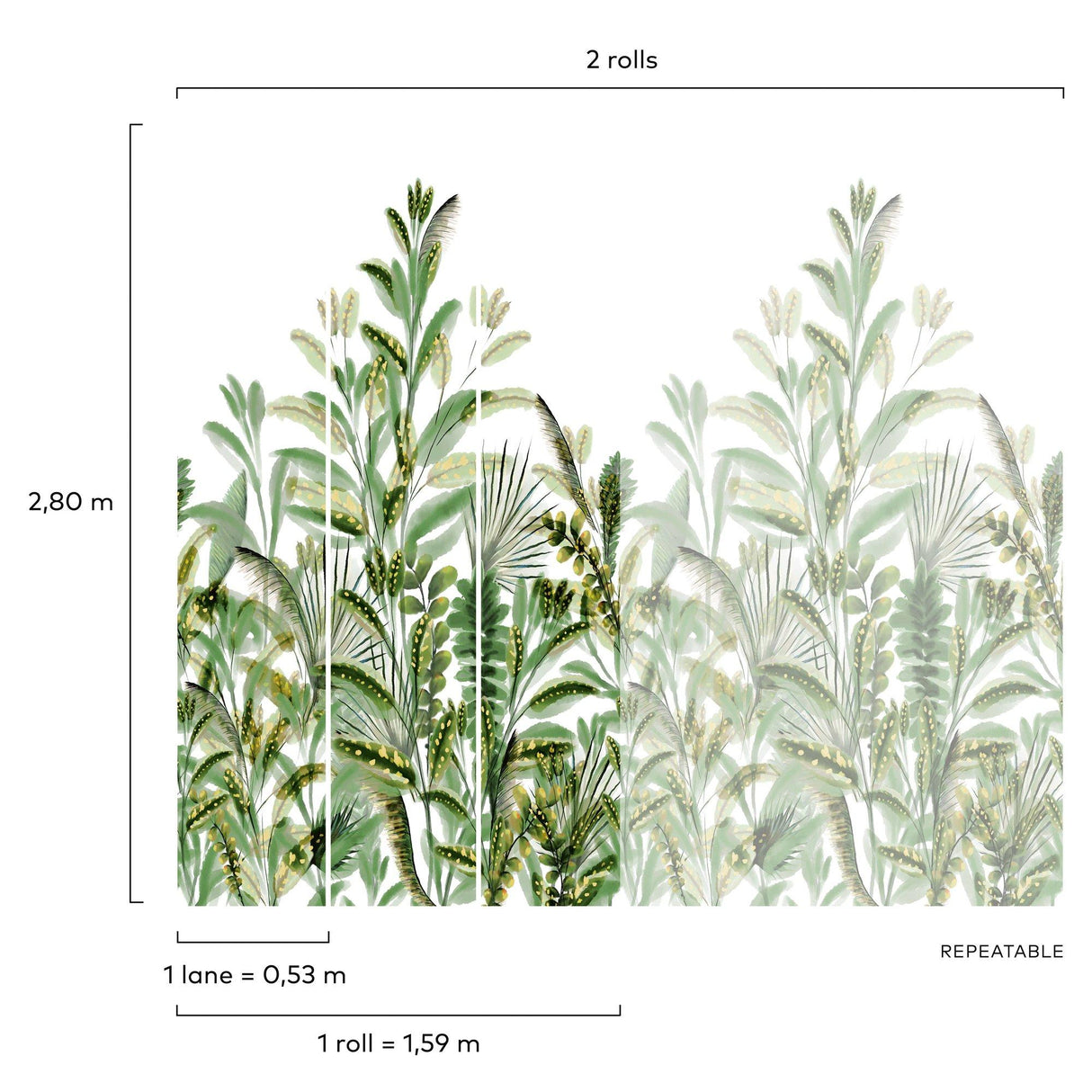 Galerie A59502 Orom II Branched Leaves All-over Green Mural A59502 Green Mural