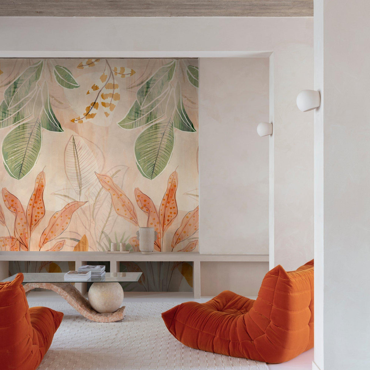 Galerie A60701 Orom II Stylish floral Motifs Orange Mural A60701 Orange Mural