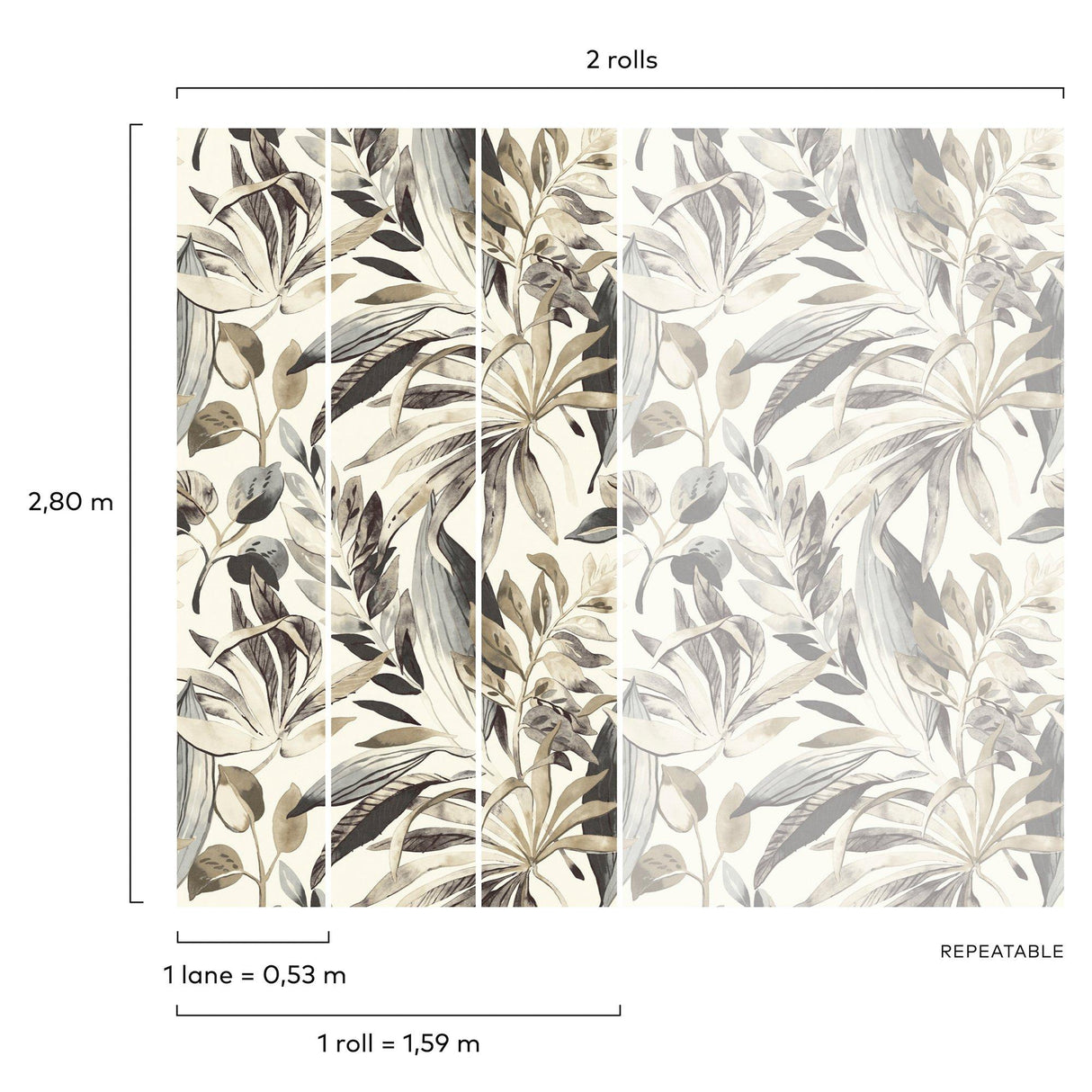 Galerie A71701 Orom II Branched Leaves Motive Beige Mural A71701 Beige Mural