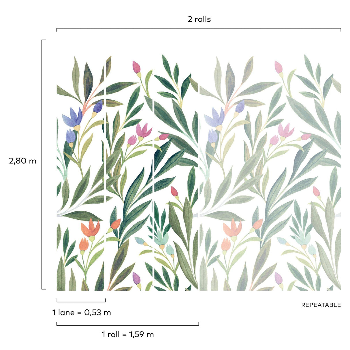 Galerie A72801 Orom II Classical Floral All-over Green Mural A72801 Green Mural