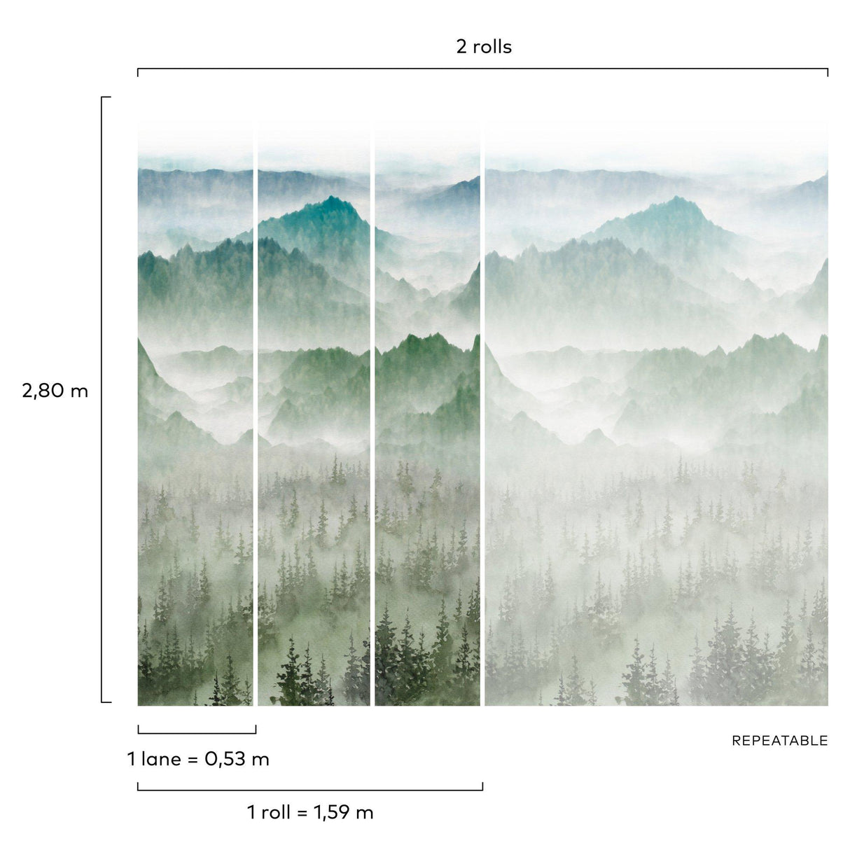 Galerie A73601 Orom II Photographic All-over Print Green Mural A73601 Green Mural