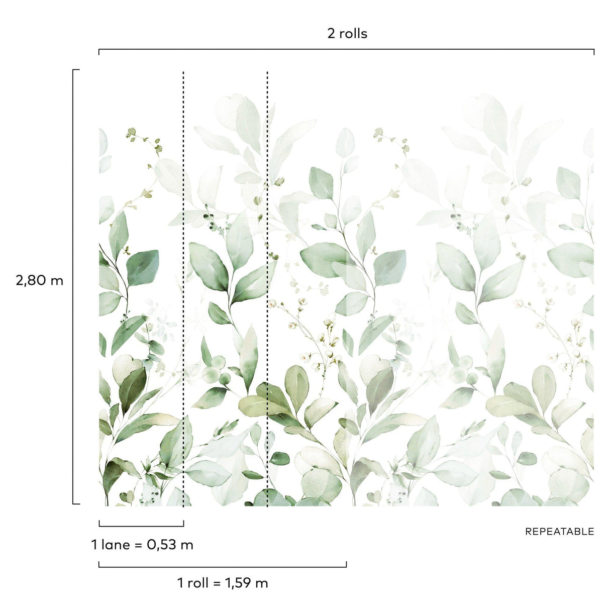 Galerie A77101 Orom II Branched Leaves All-over Green Mural A77101 Green Mural