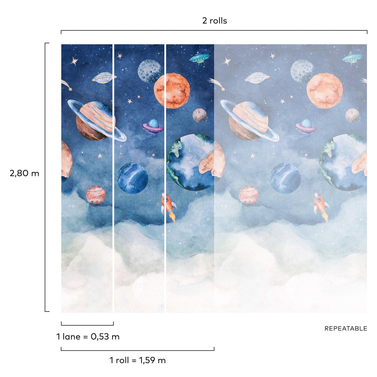 Galerie A77201 Orom II Photographic All-over Print Blue Mural A77201 Blue Mural