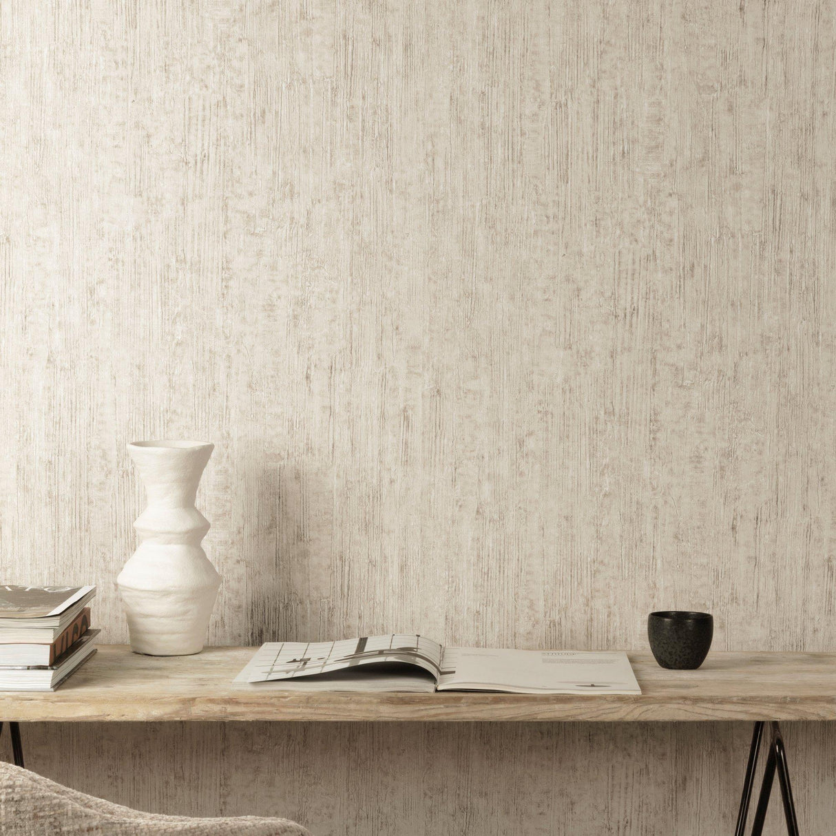 Galerie A77803 Textured Vibes Concrete Plain Beige Wallpaper A77803 Beige Wallpaper