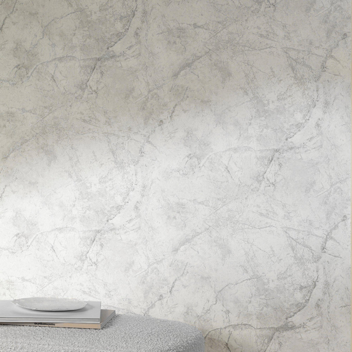 Galerie A78001 Textured Vibes Marble Plain White Wallpaper A78001 White Wallpaper